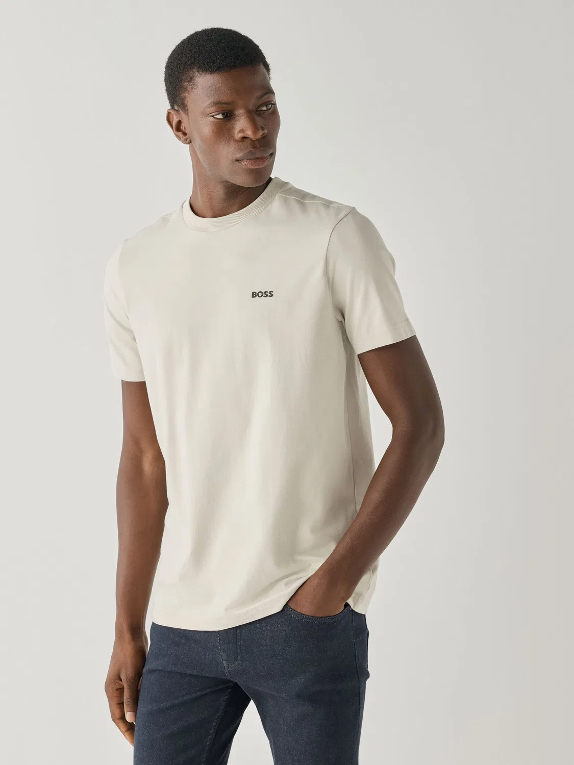 Кремовая футболка с логотипом BOSS Regular Fit