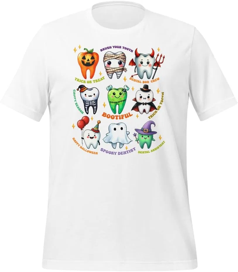 Футболка с принтом Halloween Tooth, 3001 Unisex Short Sleeve Jersey T-shirt, White