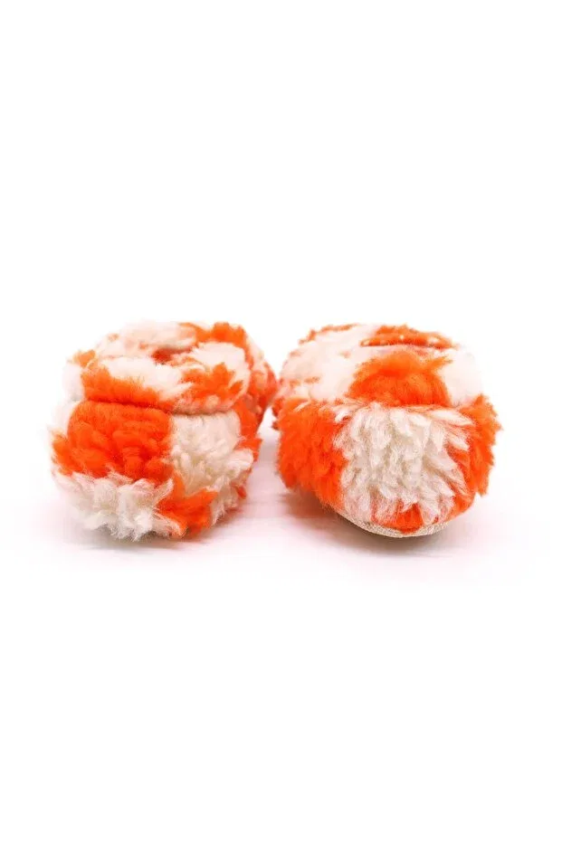 Детские пинетки с принтом Checkered Orange Cream Plush Cotton Non-Slip Baby Booties Morgedan, Orange Cream — фото 4