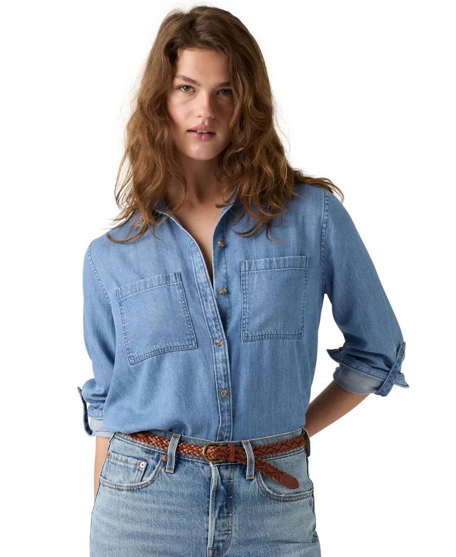 Женская джинсовая рубашка Utility с длинным рукавом Levi's, Midtown Blue — фото 4
