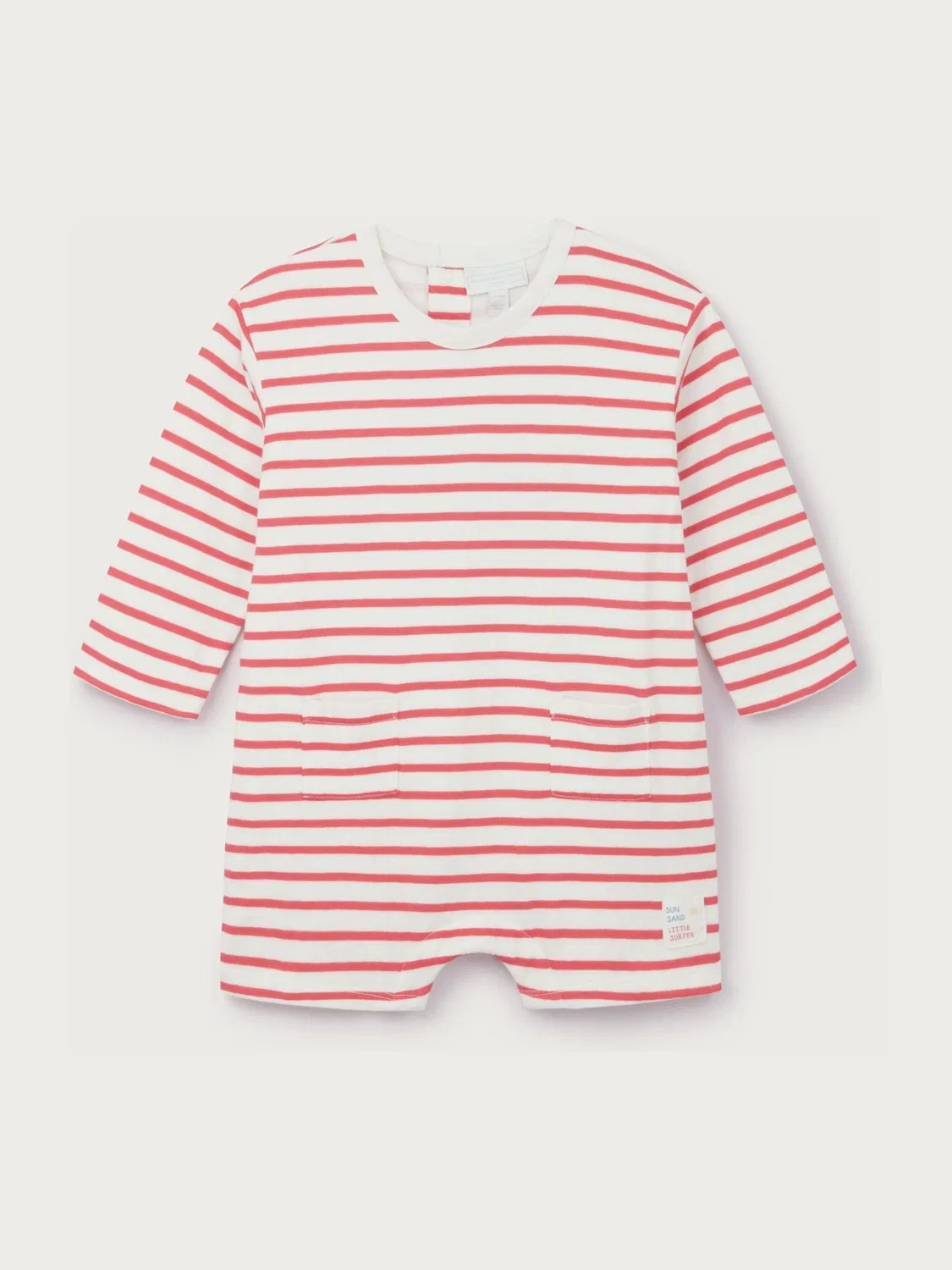 Ромпер с длинным рукавом, полосатый, Little Surfer The White Company, красный — фото 4