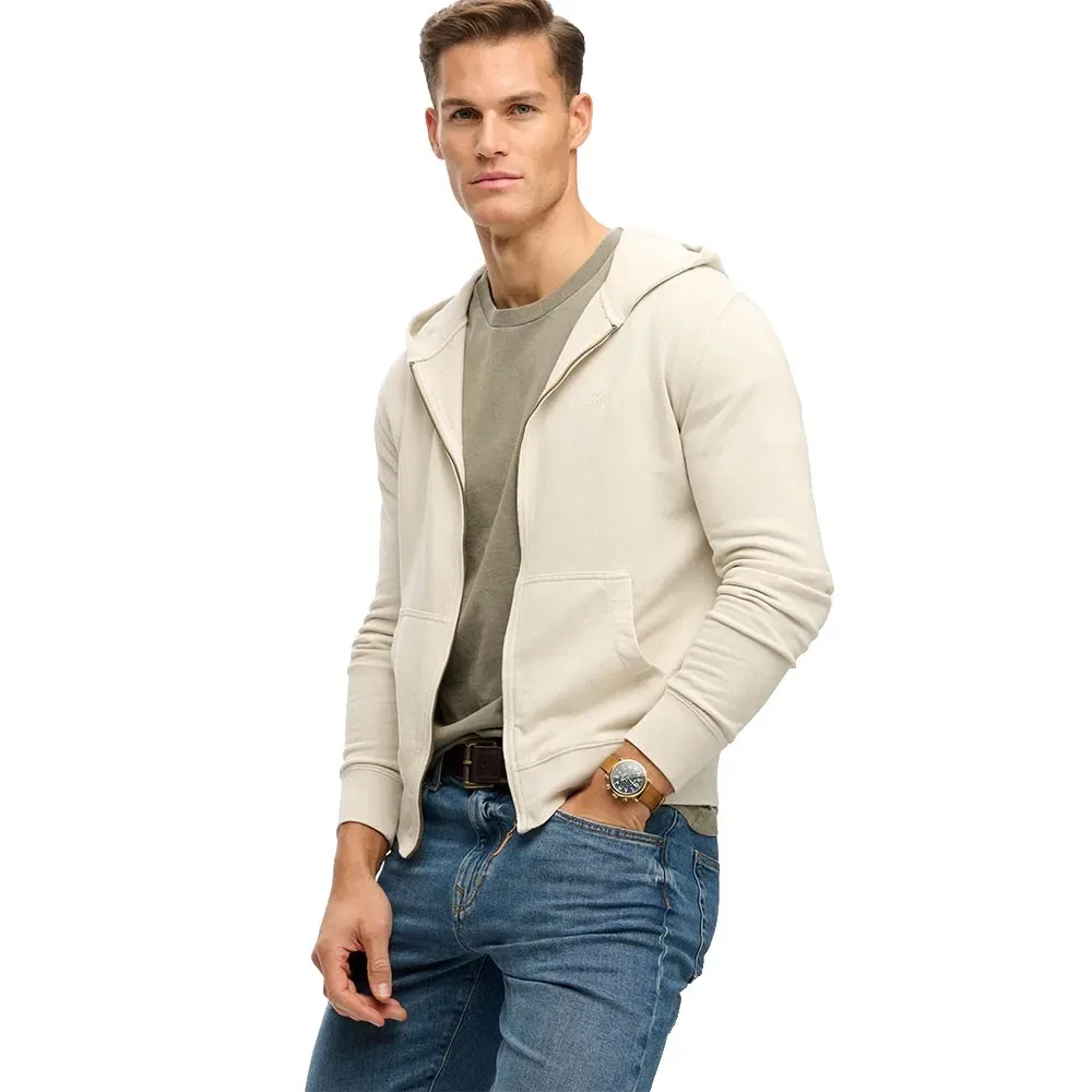 Худи на молнии Superdry Classic Essential, бежевый — фото 4