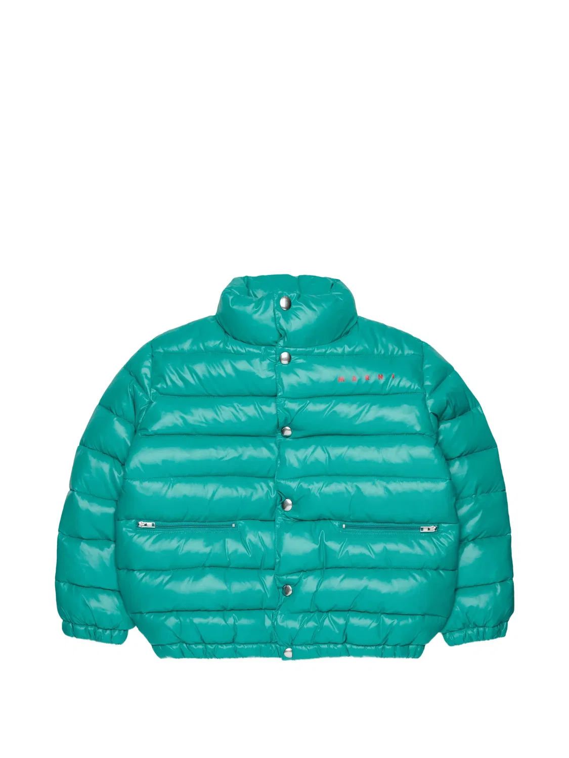 Пуховик с логотипом Marni Kids, зеленый