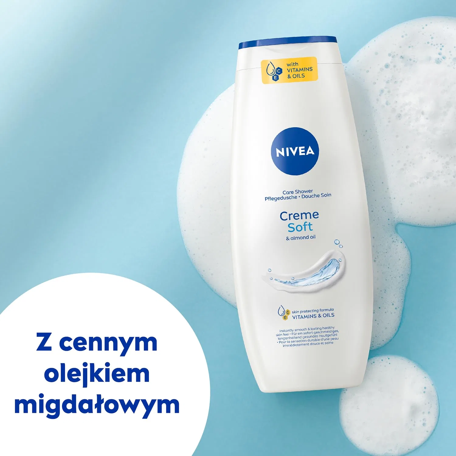 Гель для душа Creme Soft с миндальным маслом, NIVEA, 500 мл — фото 2