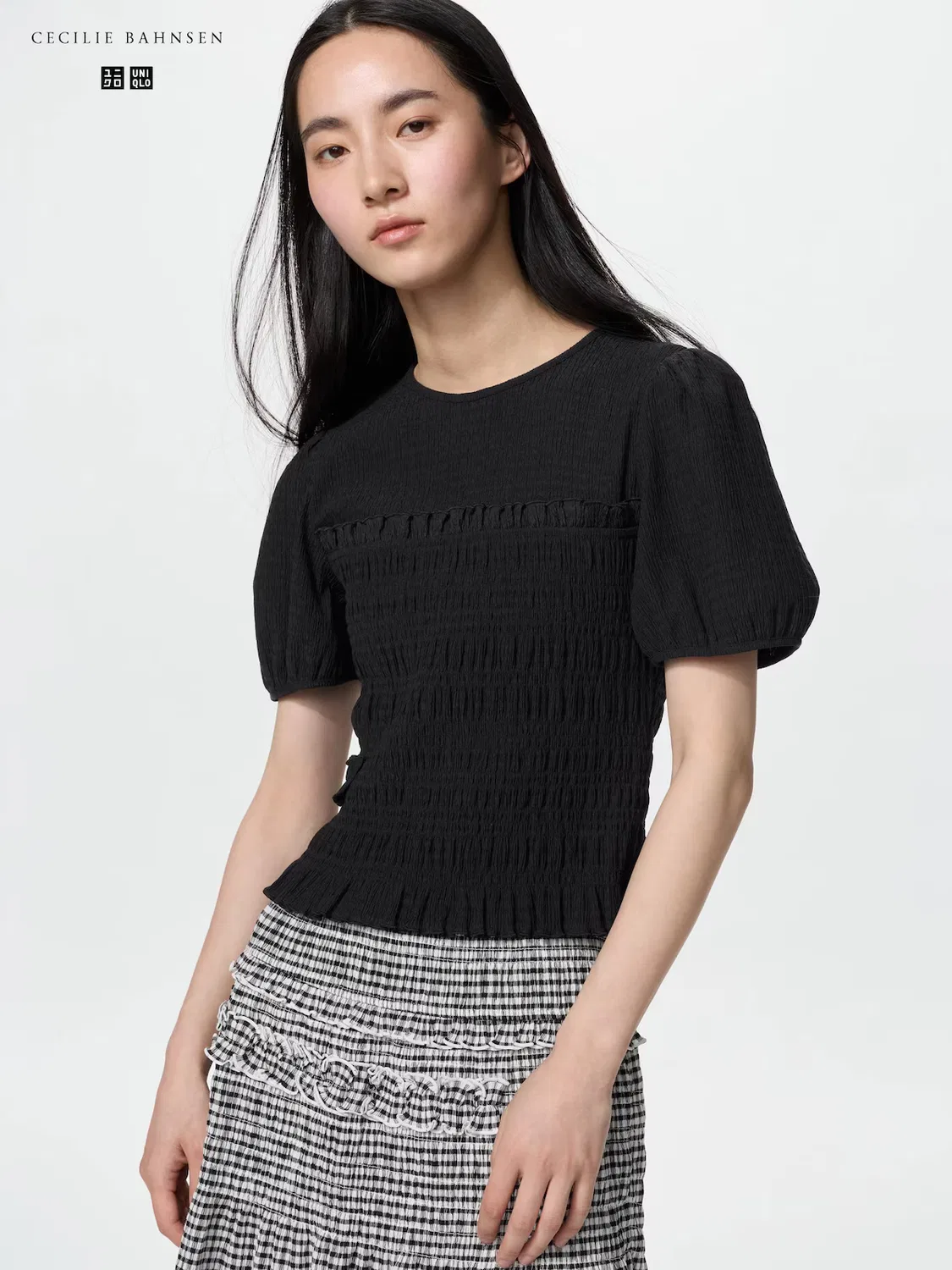 Футболка Uniqlo, с объемными рукавами, черный