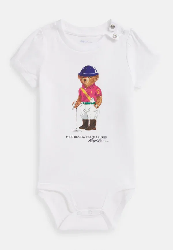 Боди хлопковое Polo bear cotton jersey bodysuit Polo Ralph Lauren, white, белый