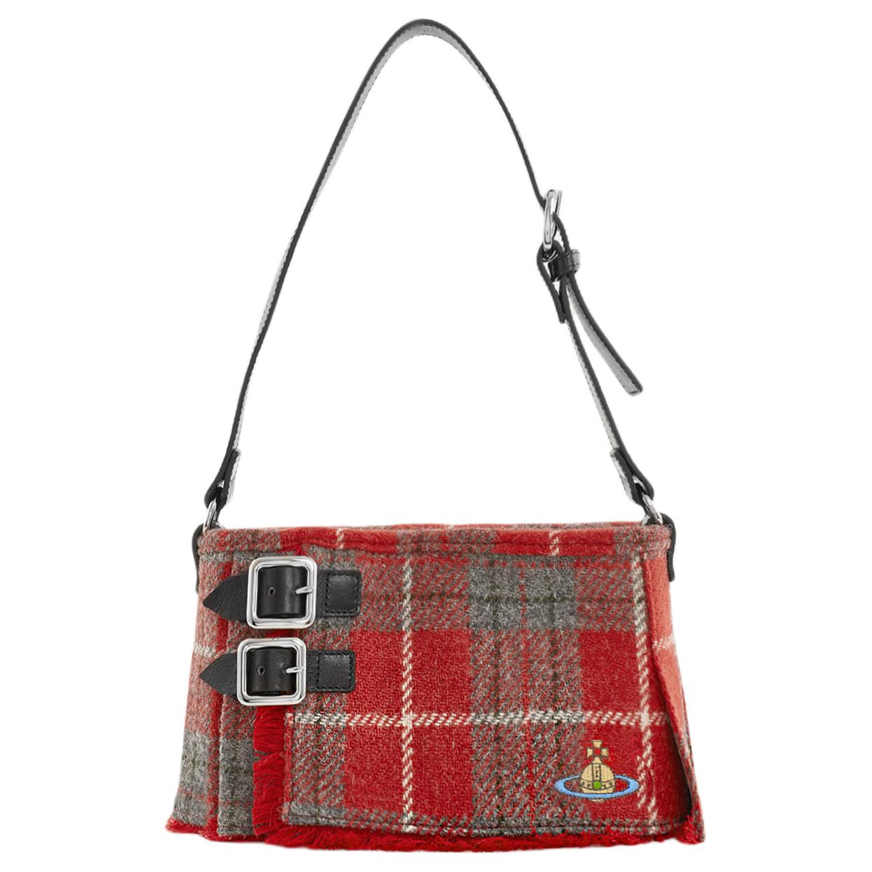 

Vivienne Westwood Красная женская сумка через плечо из шотландки