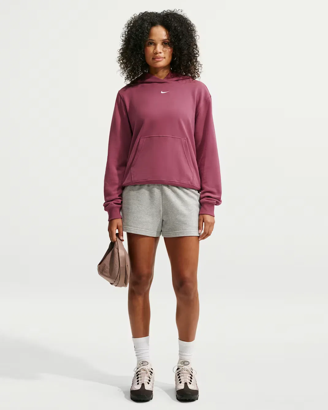 Женская толстовка с капюшоном Nike Studio Fleece Lightweight "French Terry", Pink Smoke/Sail — фото 4