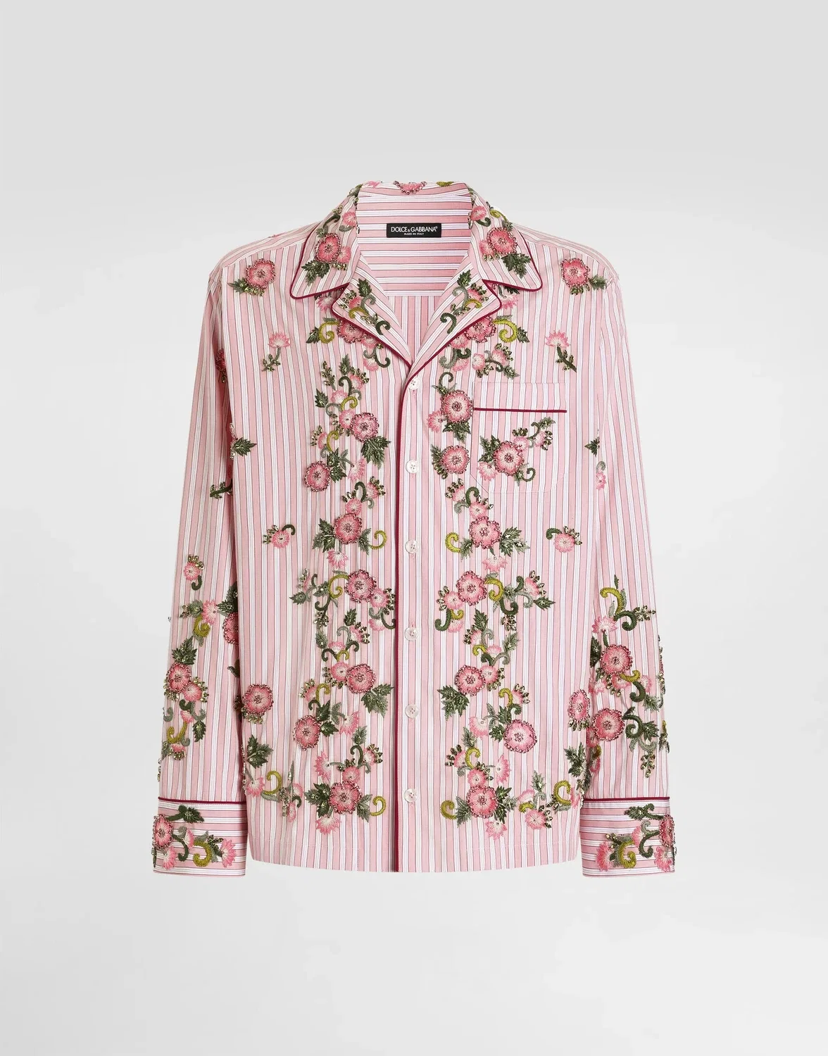 Хлопковая и шелковая рубашка Vanity с вышивкой DOLCE & GABBANA, розовый