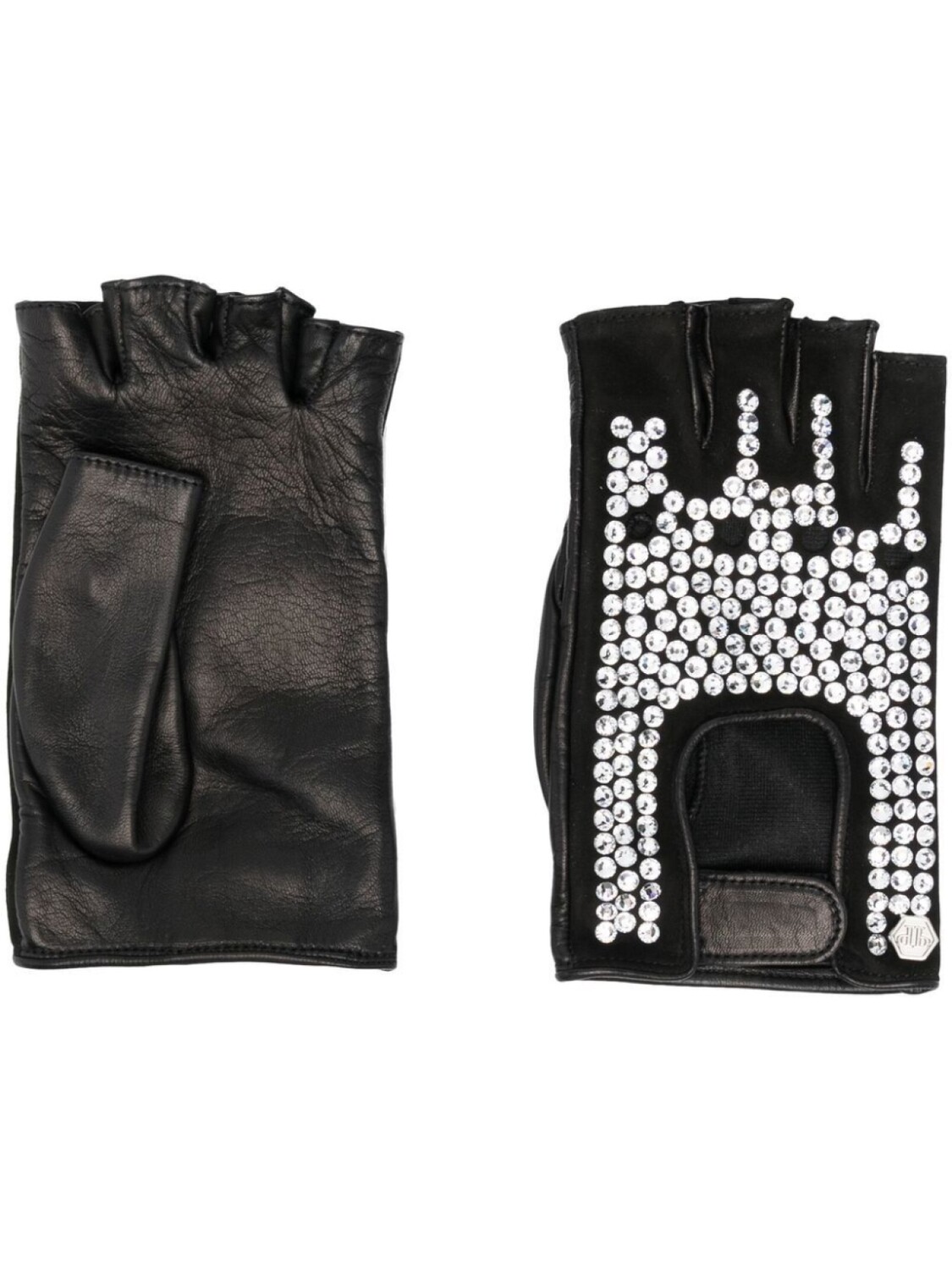 

Philipp Plein кожаные перчатки с кристаллами, черный