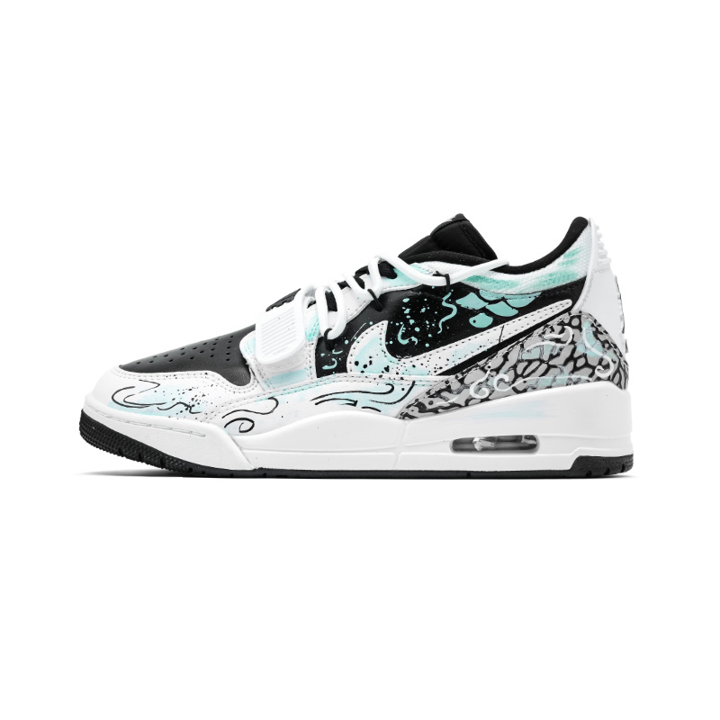 

Legacy 312 амортизация, износостойкие низкие баскетбольные кроссовки мужские черный белый синий Jordan, голубой