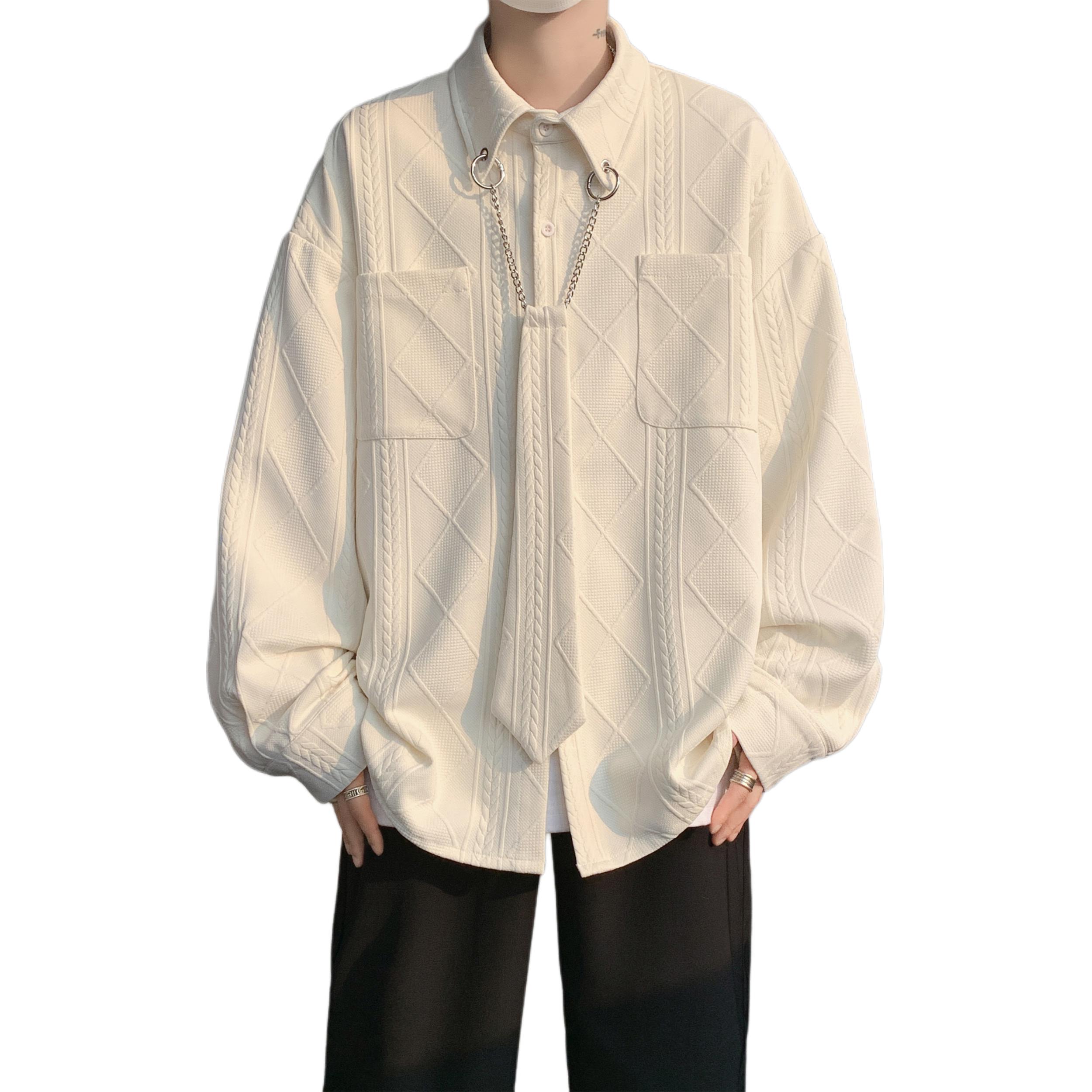 

Рубашка Unisex Lapel Moderate ZIAREL, экрю with tie