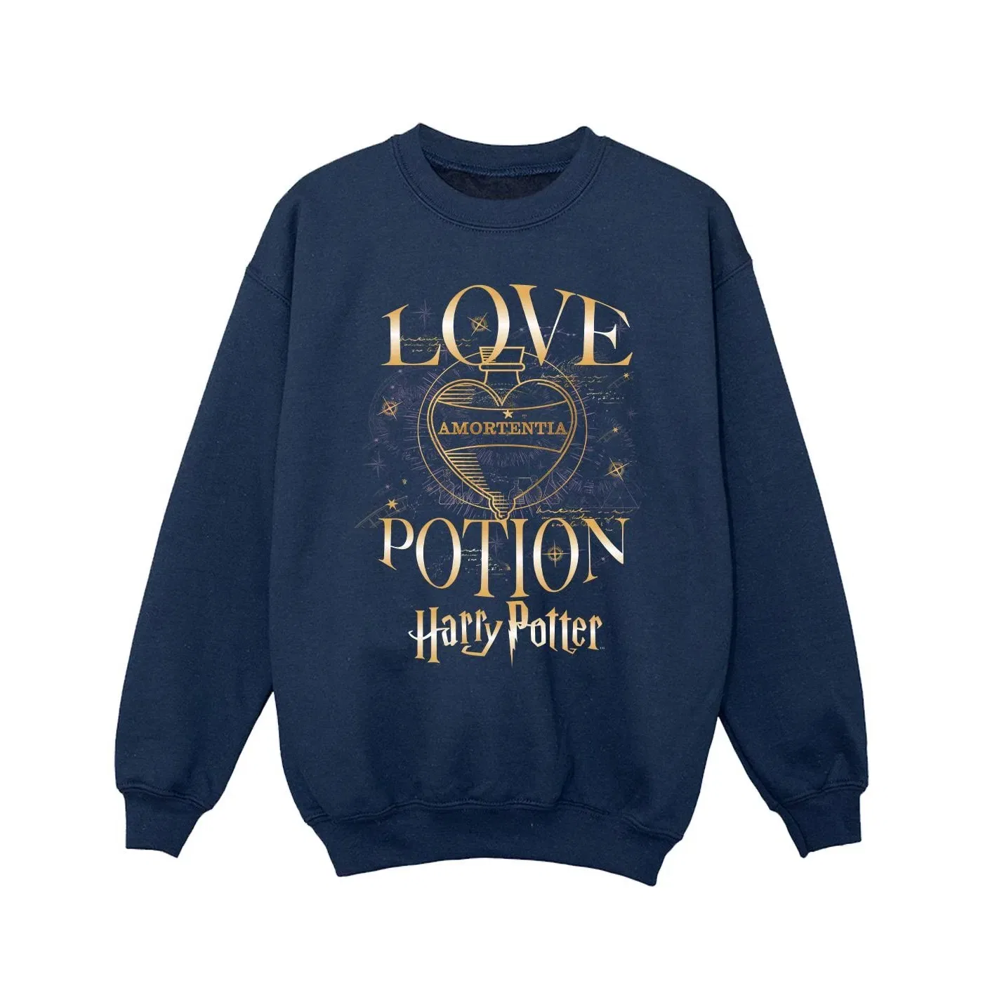 Детский свитшот с принтом Love Potion Harry Potter, темно-синий — фото 2