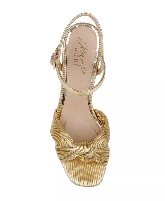 Женские вечерние босоножки Hydee Knot на шпильке Jewel Badgley Mischka, желтый — фото 4