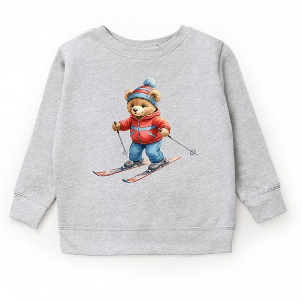

Свитшот с графикой Skiing bear watercolor The Juniper Shop, Heather Grey