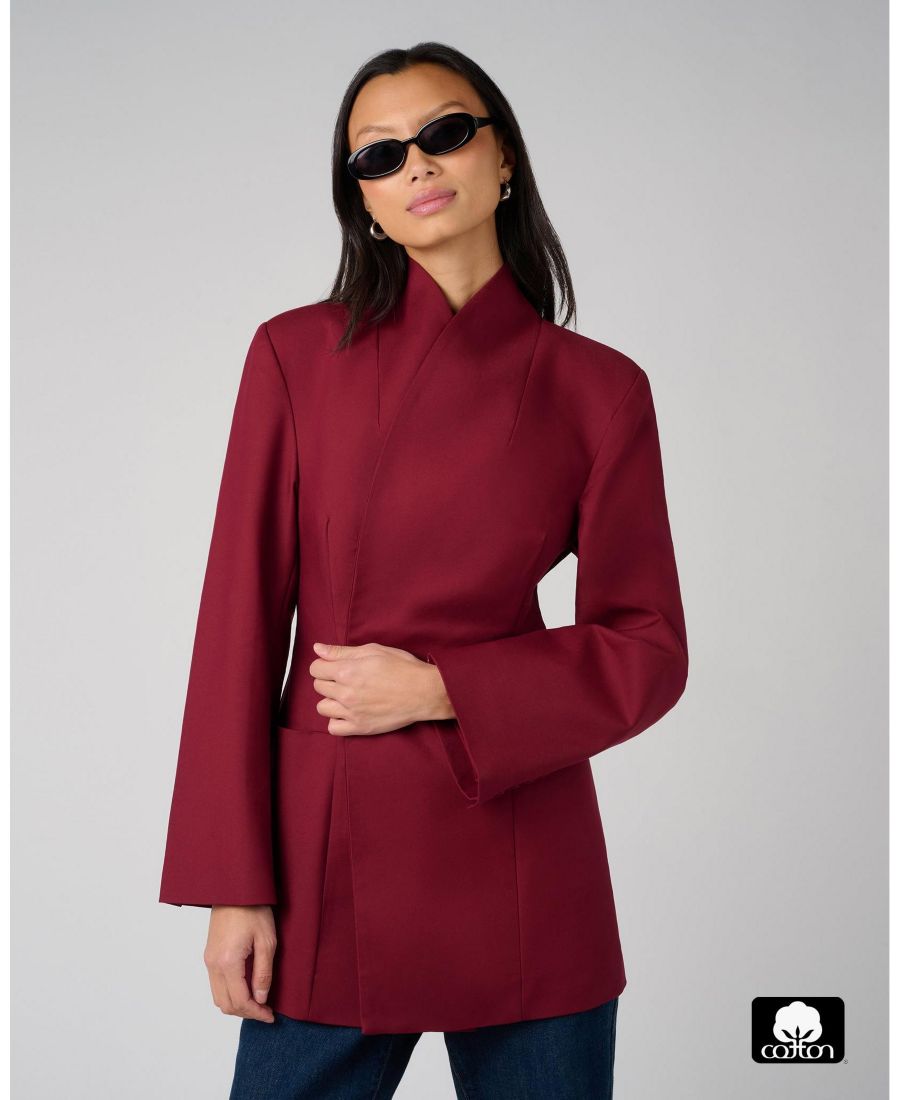 

Женский блейзер в форме песочных часов WeWoreWhat, Dark cherry