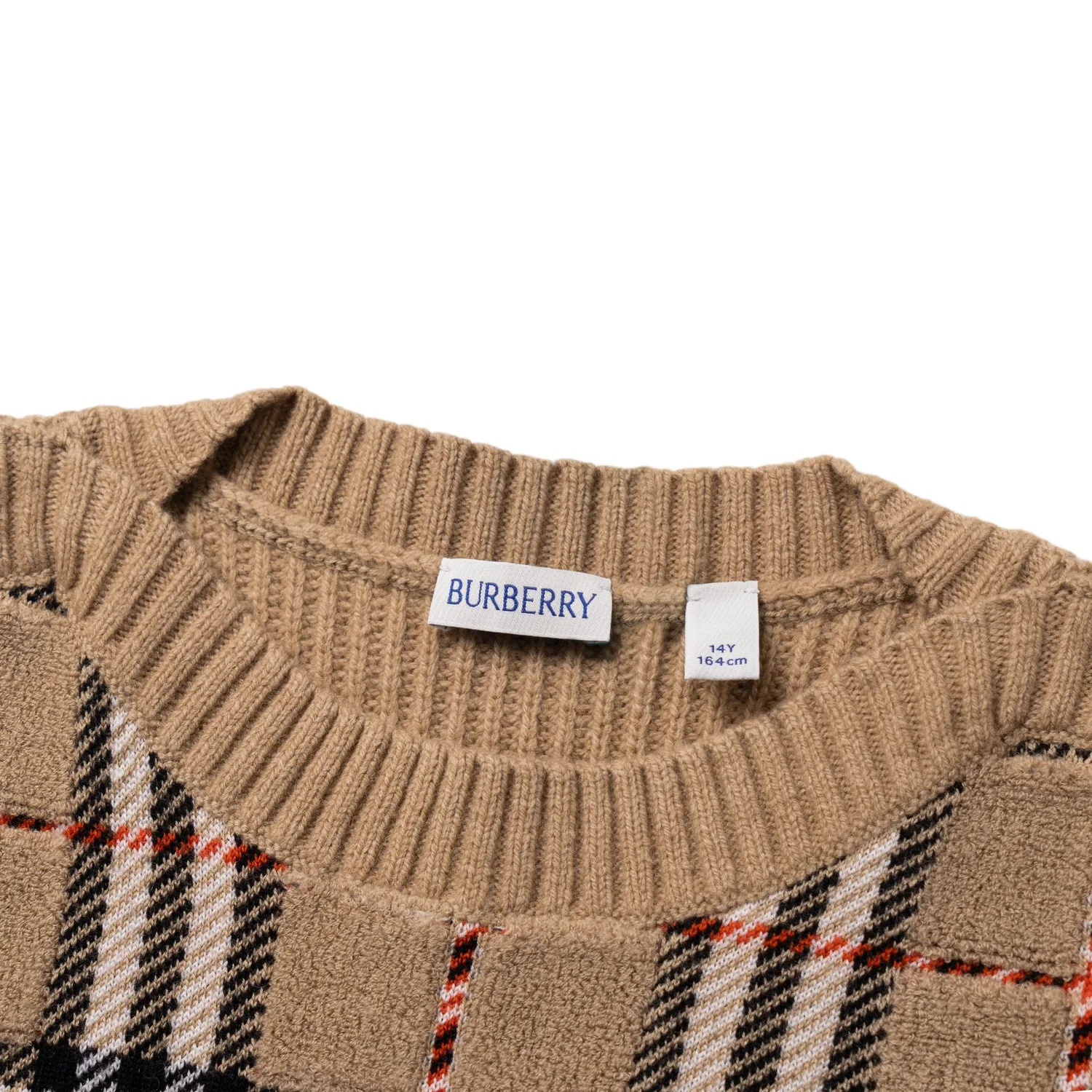 Детский свитер с круглым вырезом Burberry, бежевый — фото 4