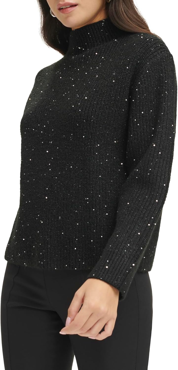Женский свитер Calvin Klein с длинным рукавом и пайетками, Black — фото 3