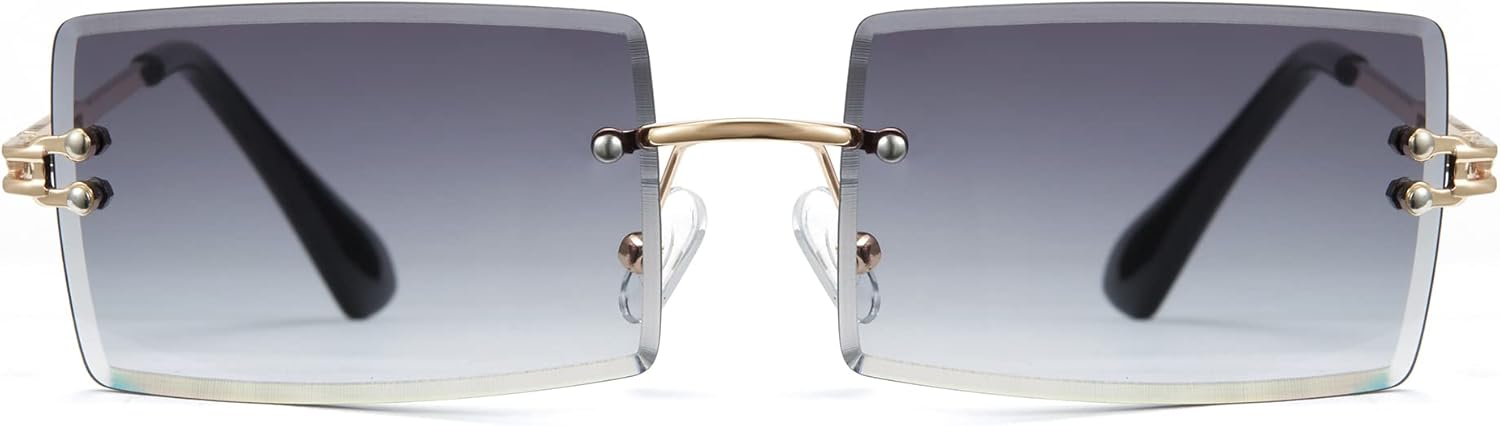 

Солнцезащитные очки Cyxus без оправы, прямоугольные, тонированные, в винтажном стиле, прозрачные, прямоугольные, в стиле Y2K, для женщин и мужчин, 1-gold Frame Grey Lens 1061