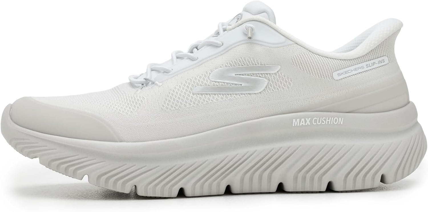 Мужские кроссовки Skechers Go Walk Max с амортизацией Hyper Burst Zoltar, удобные без застежек, белый/серый — фото 4