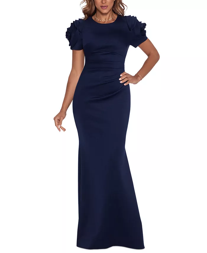 

Платье с драпировкой и расклешенной юбкой Gown XSCAPE, синий