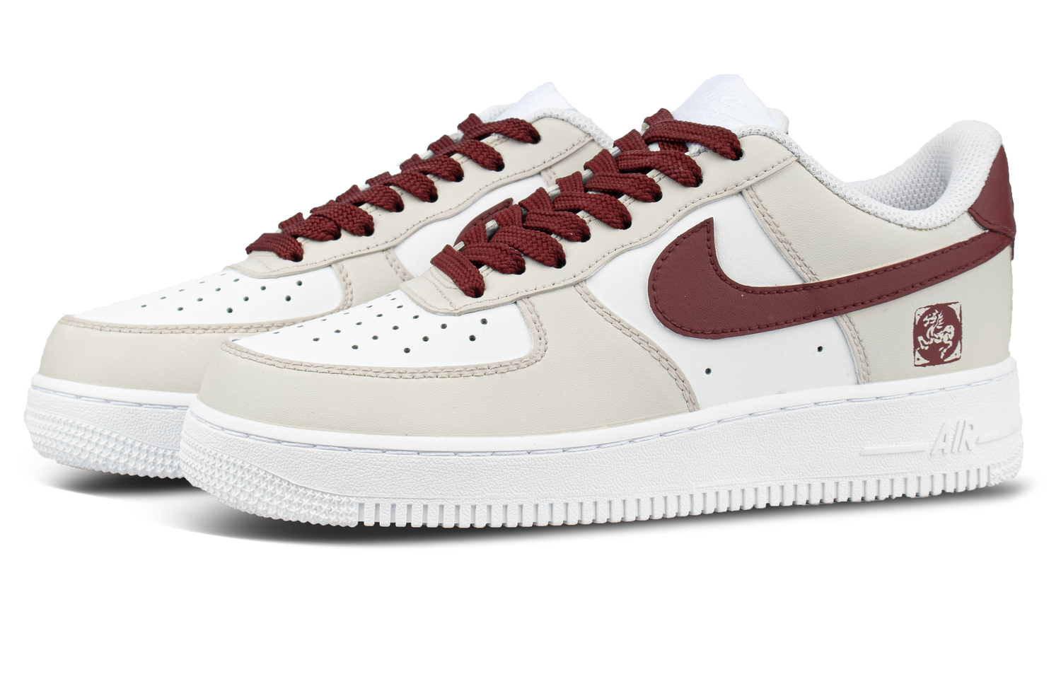 Air Force 1 Leather Coverage Low top Skateboard Shoes Unisex Beige Umber Nike, бежевый коричневый — фото 4