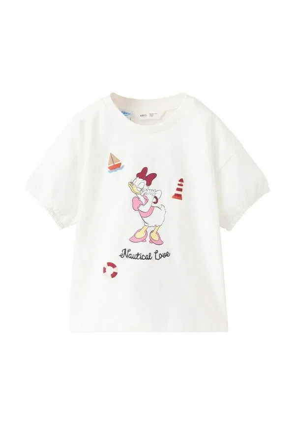 Футболка с детским принтом Mango Kids, Off White
