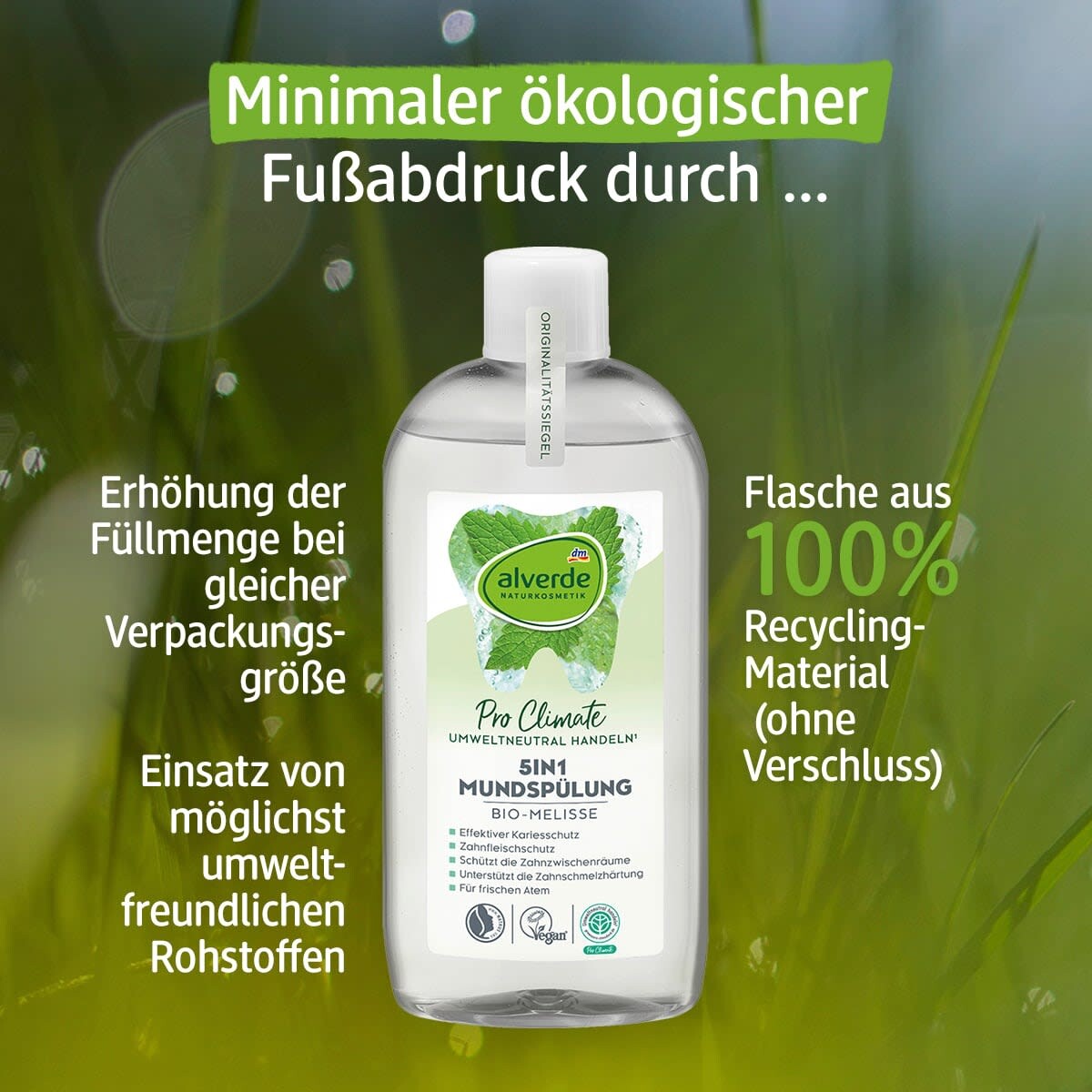 Ополаскиватель для рта 5в1 органическая мелисса 500мл alverde NATURKOSMETIK — фото 3