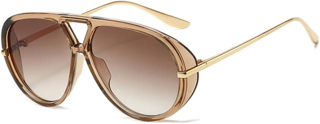 

Солнцезащитные очки для мужчин и женщин - защита UV400 - увеличенный размер с двойной перемычкой, конфетный цвет, для занятий спортом на открытом воздухе и вождения DSVIGF, Champagne Tea