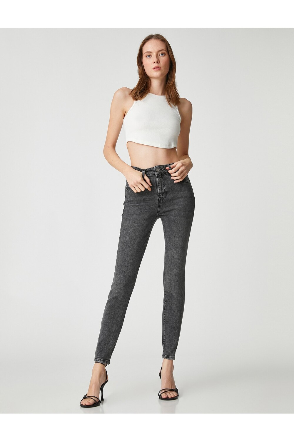 

Джинсы с высокой талией Slim Leg Slim Cut - Carmen Jean Koton, серый