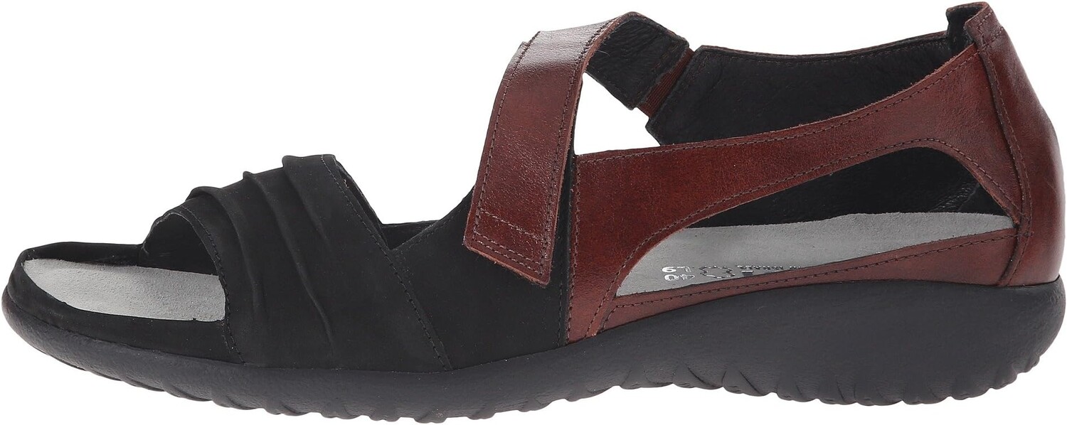 Сандалии на плоской подошве Papaki Naot, цвет Black Velvet Nubuck/Cinnamon Leather — фото 4