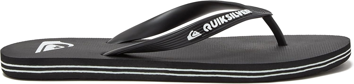 Вьетнамки Quiksilver Molokai для мужчин, спортивные мужские сандалии, размеры с 6 по 16, мужские сланцы, черно-белый — фото 2