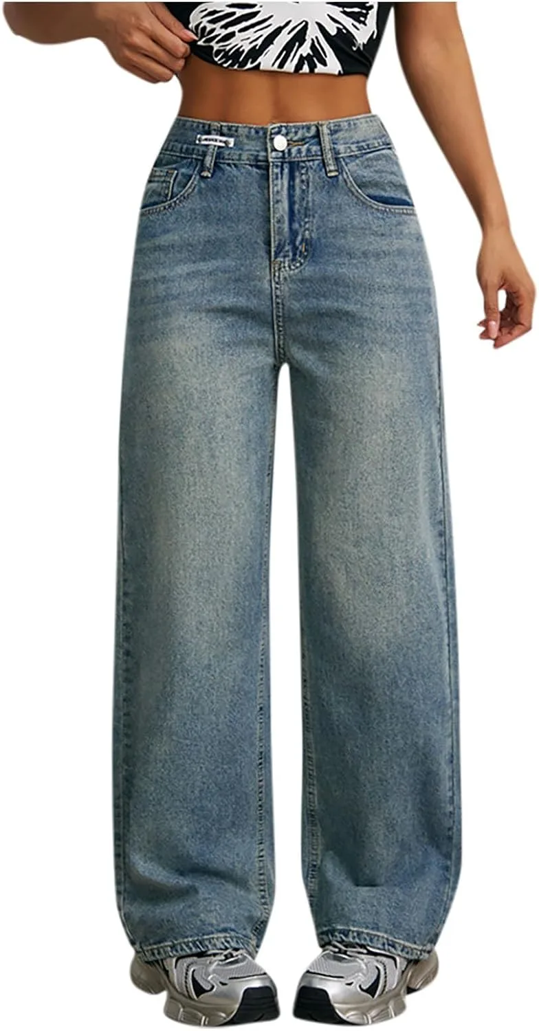 

Женские джинсы Wide Leg с высокой талией и завязками