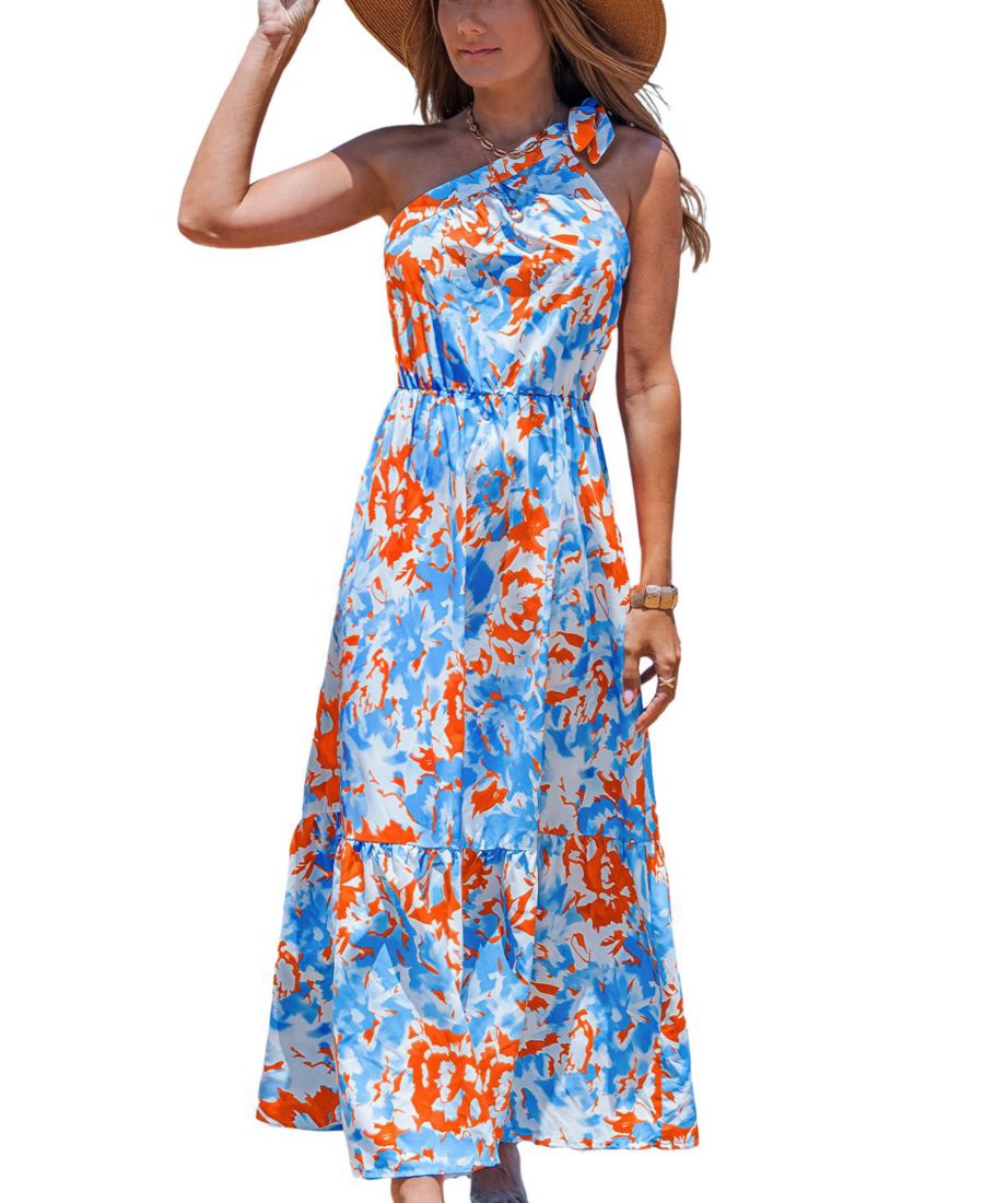 

Женское пляжное платье макси Лазурный вальс с цветочным принтом Cupshe, Medium blue
