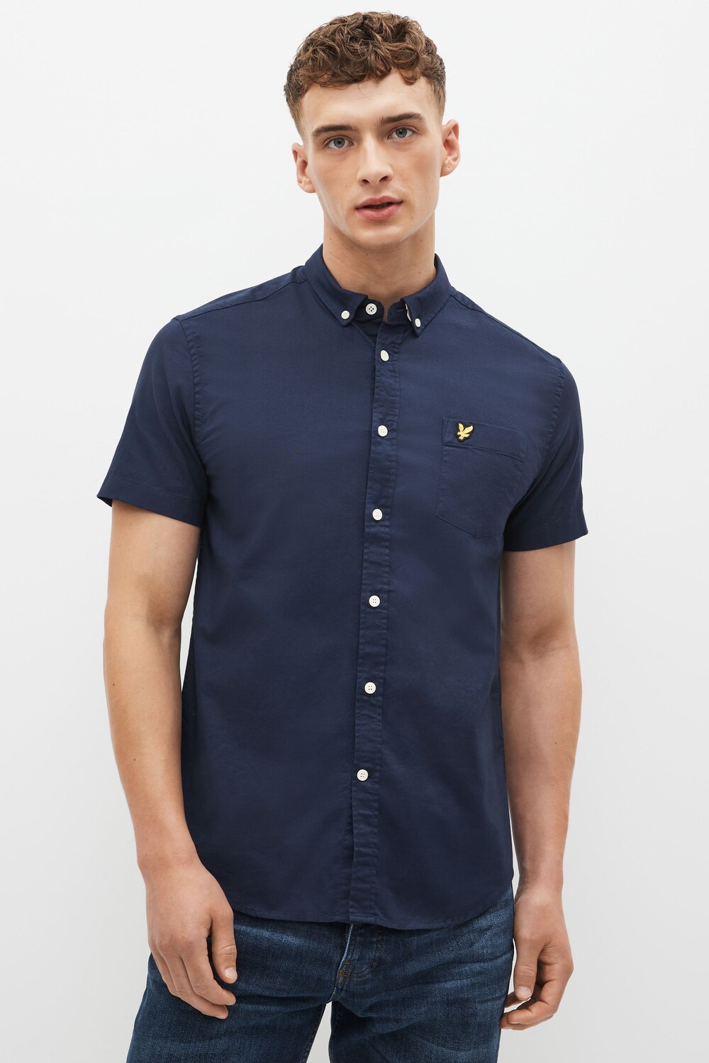 

Оксфордская рубашка с короткими рукавами Lyle & Scott, синий