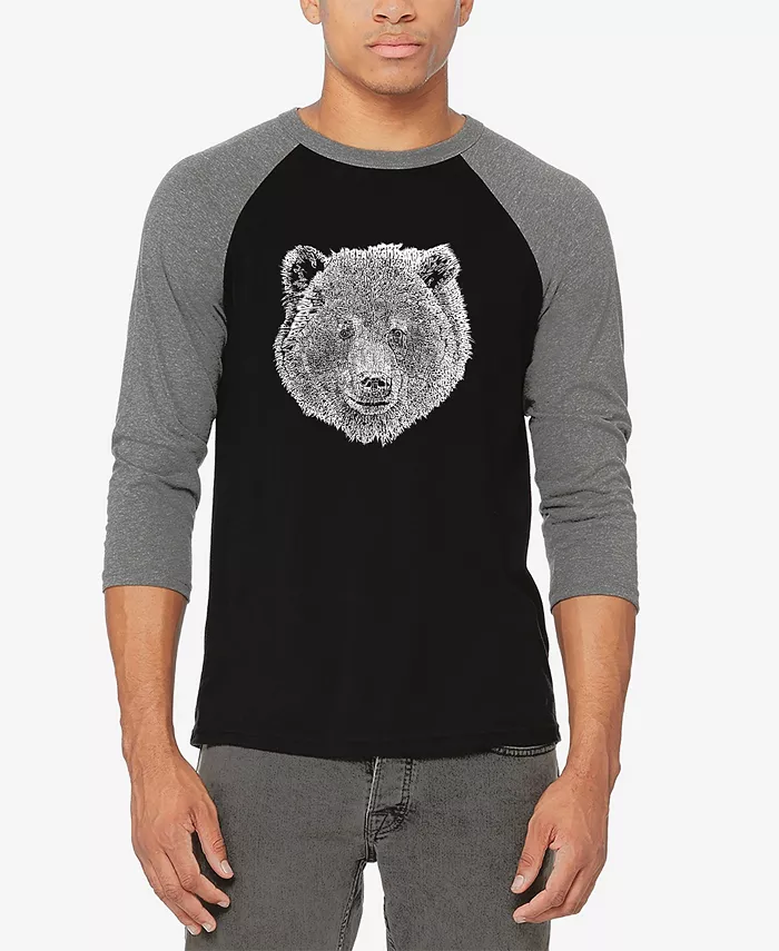 

Мужская футболка с регланным рукавом и принтом "Bear Face" в стиле Word Art LA Pop Art, мультиколор