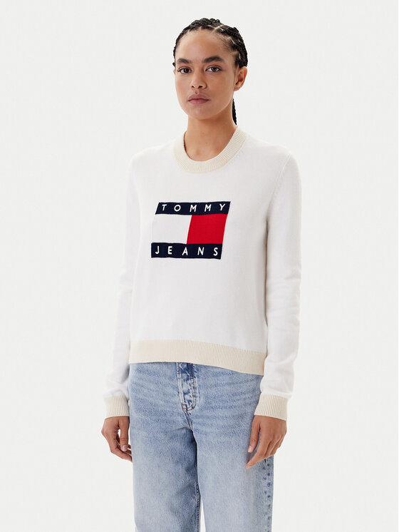 

Свитер regular fit Colorblock Flag DW0DW20970 Tommy Jeans, белый