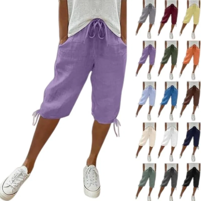 Шорты бермуды для женщин, на завязках, с карманами, Purple