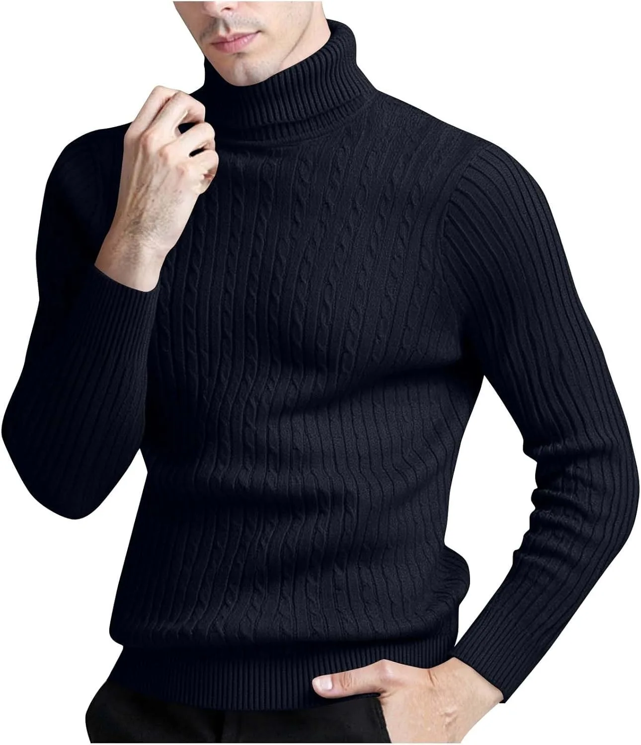 

Мужской водолазка Slim Fit мягкий трикотаж QUNPIU