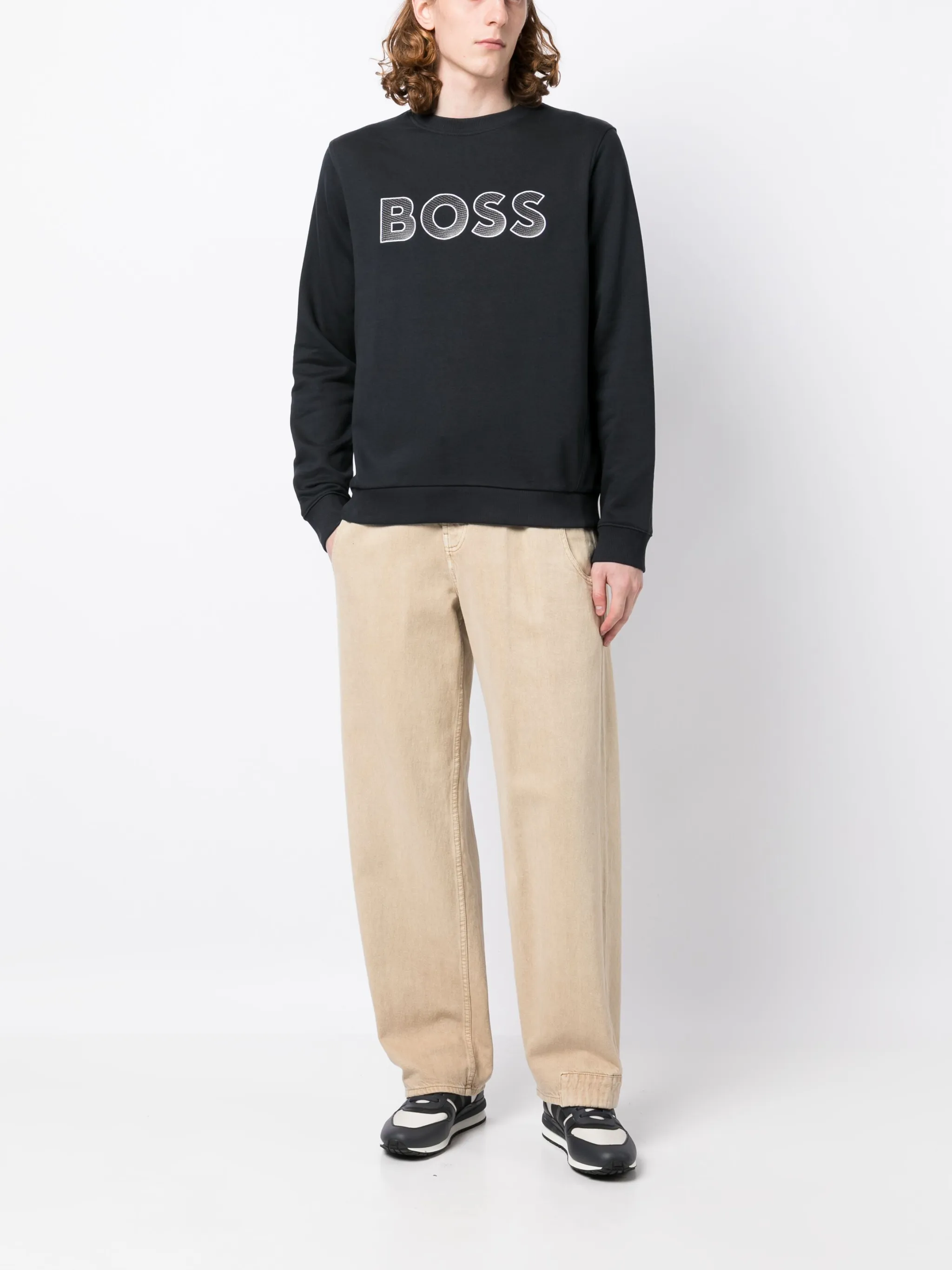 Толстовка с вышитым логотипом Boss, черный — фото 2