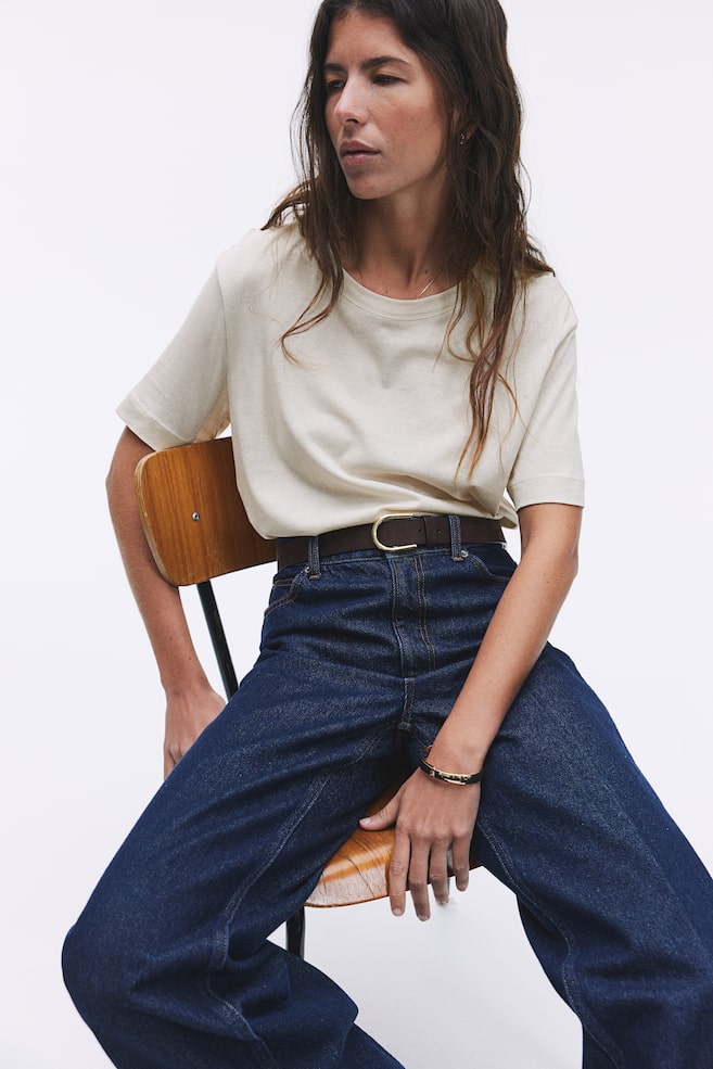 

Футболка из смесового шелка H&M, бежевый