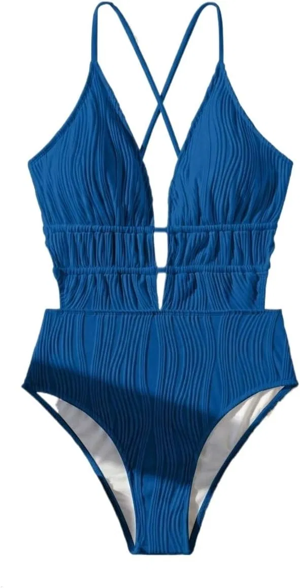 Женский монокини с открытой спиной и вырезами, Royal Blue — фото 4
