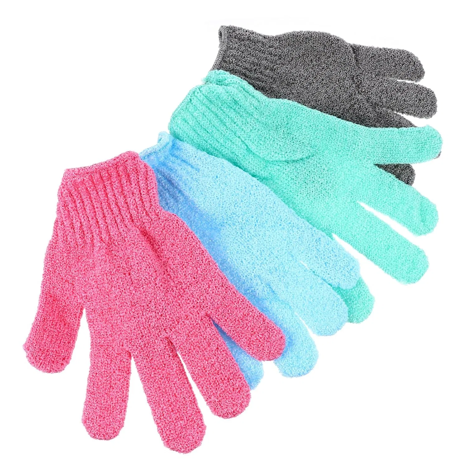 Мочалки для душа нейлоновые, Hohopeti, 4 пары, Green / Blue