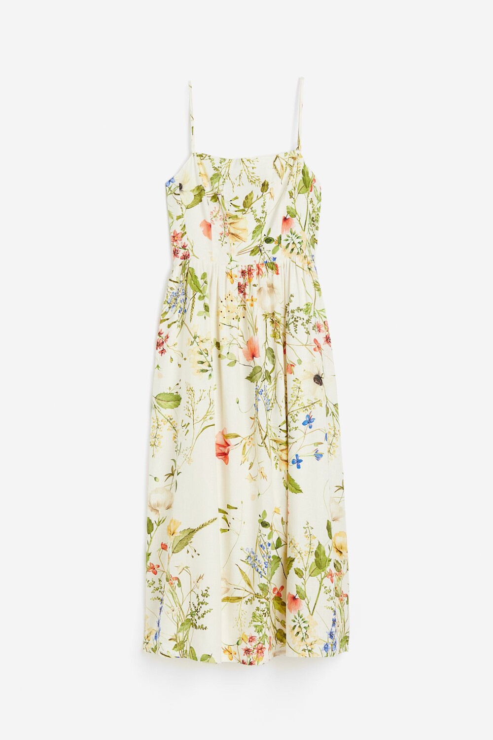 

Платье H&M Linen-blend Midi, кремовый, Бежевый, Платье H&M Linen-blend Midi, кремовый