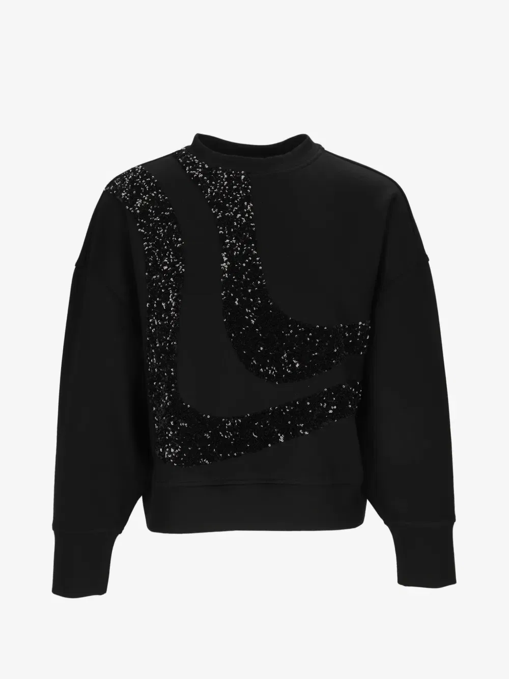 Свитшот с длинными рукавами украшенный пайетками EMPORIO ARMANI, черный