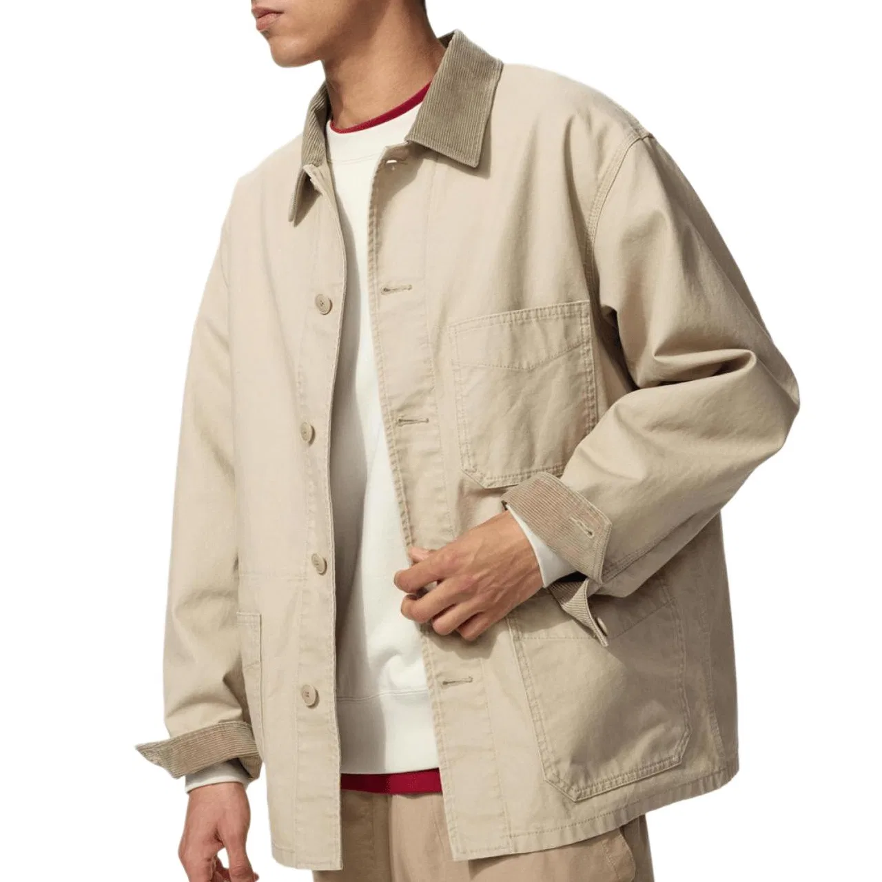 Куртка унисекс лацкан UNIQLO, Beige — фото 4