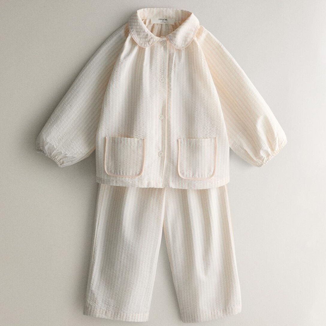 

Детская пижама Zara Home Seersucker With Cuffs, 2 предмета, кремовый