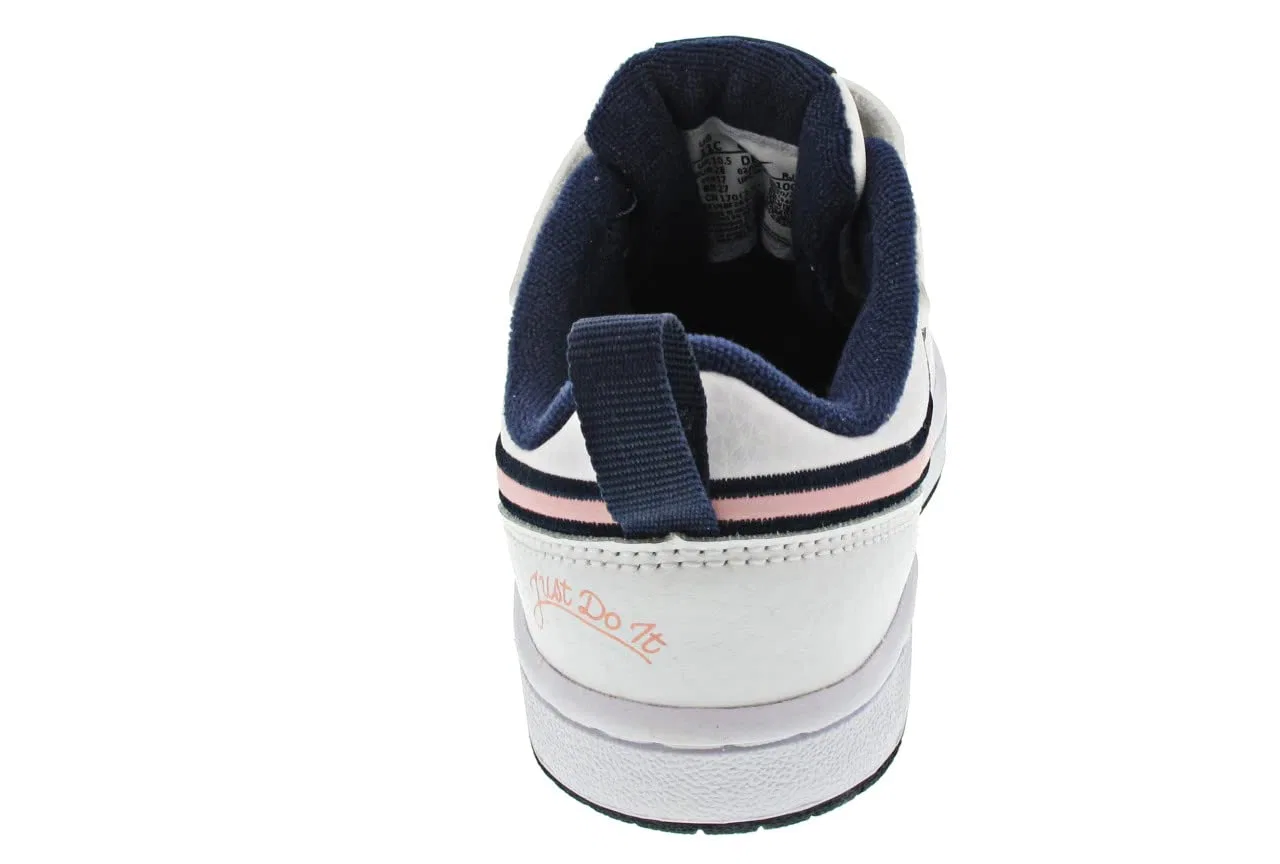 Детские кроссовки для мальчиков кожаные NIKE Court Borough Low 2 Se NIKE, White Pink Blue — фото 2