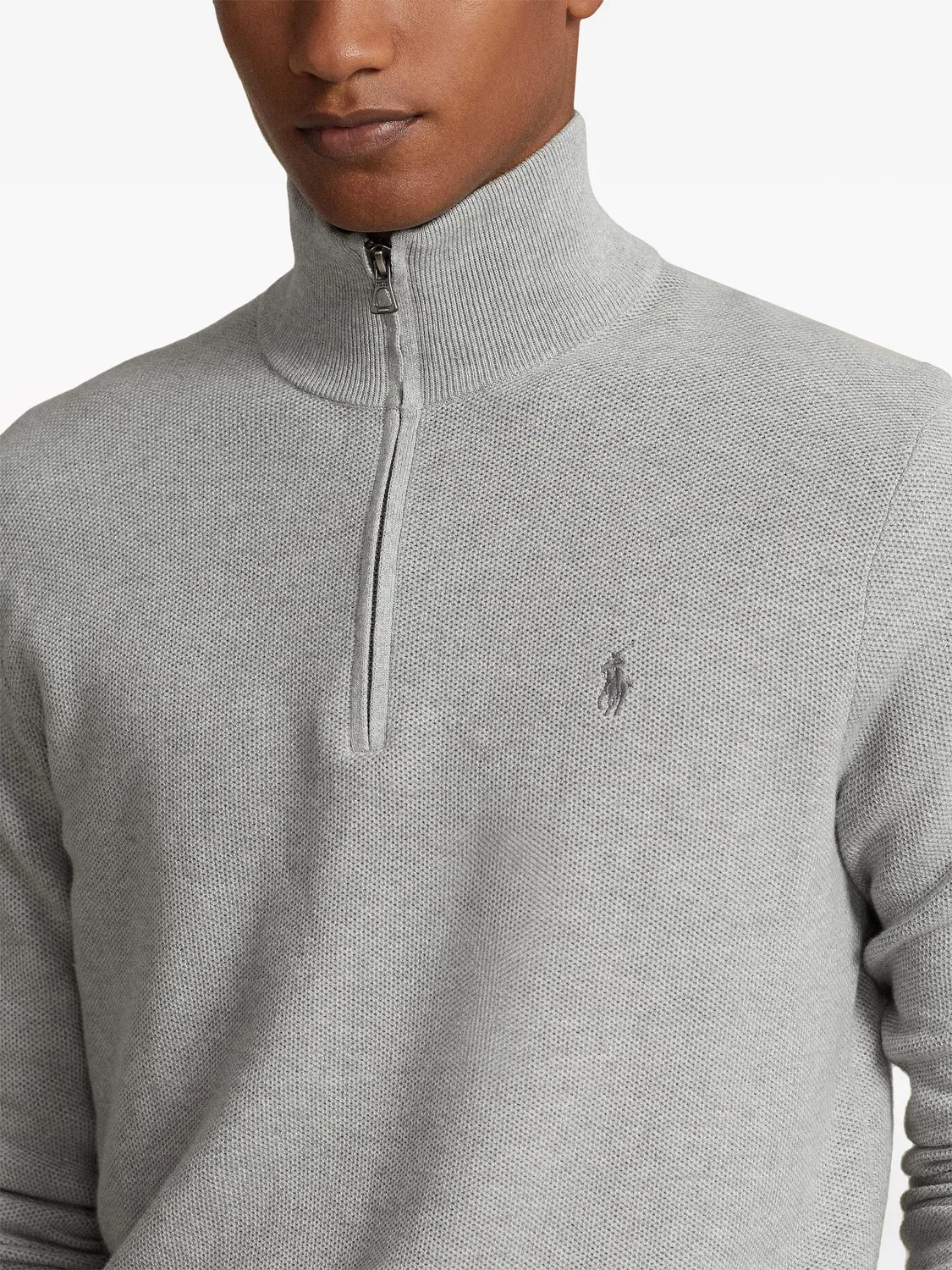 Пуловер с половинной застежкой Polo Pony Polo Ralph Lauren, серый — фото 2