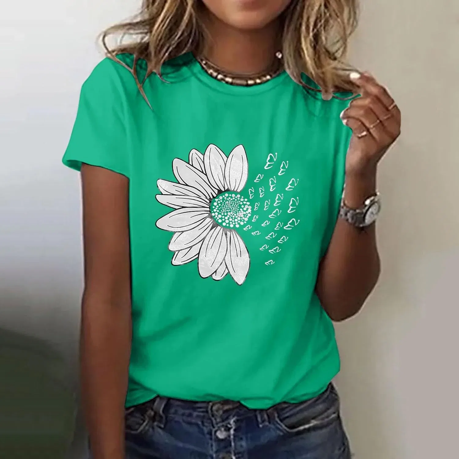 Женская футболка с подсолнухами оверсайз Cami Shirt, Green — фото 2